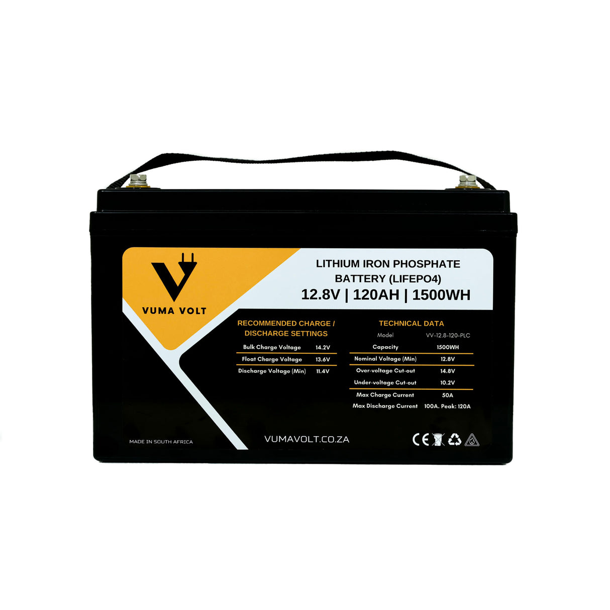 Vuma Volt - 12.8V 120AH 1.5KWh Lithium (LiFePO4) Battery