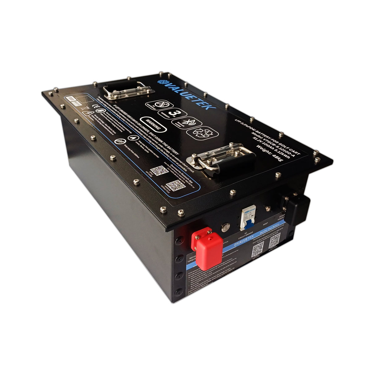 KIT: 51.2V 100Ah 5.12kWh LiFePO4 Bluetooth Golf Cart Battery & 48V 20A Charger