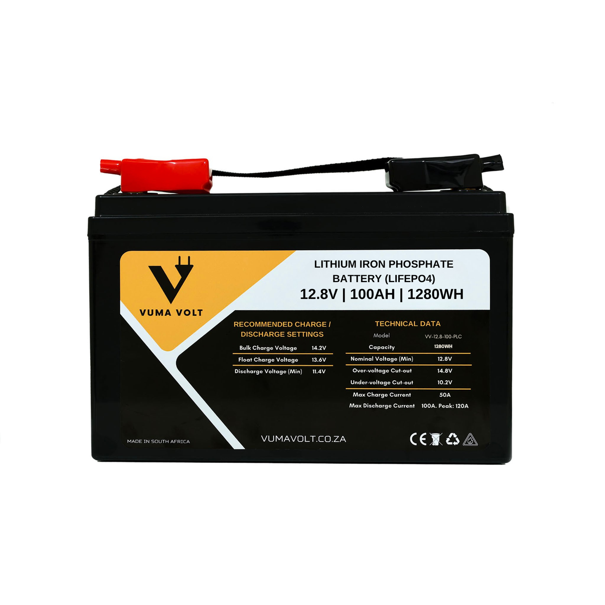 Vuma Volt - 12.8V 100AH 1.28KWh Lithium (LiFePO4) Battery