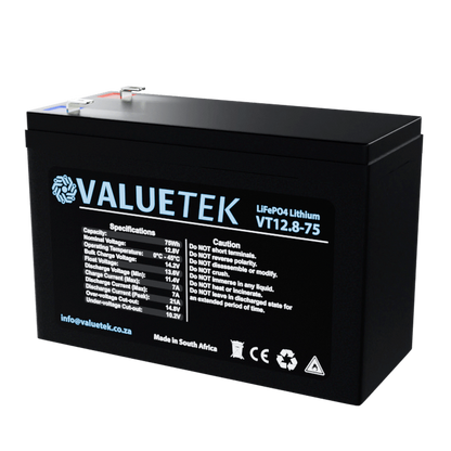 12.8V 6Ah 75Wh Lithium (LiFePO4) Battery. For Alarms & Gates