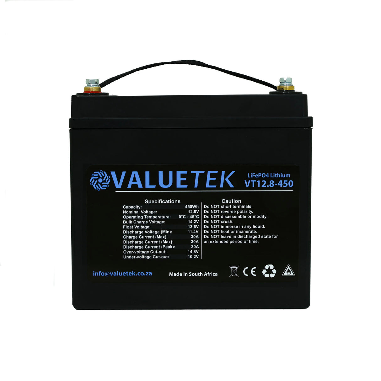 Valuetek 12.8V 36A 450W Wheelchair / RV / Scooter / Solar / Lithium (LiFePO4) Battery