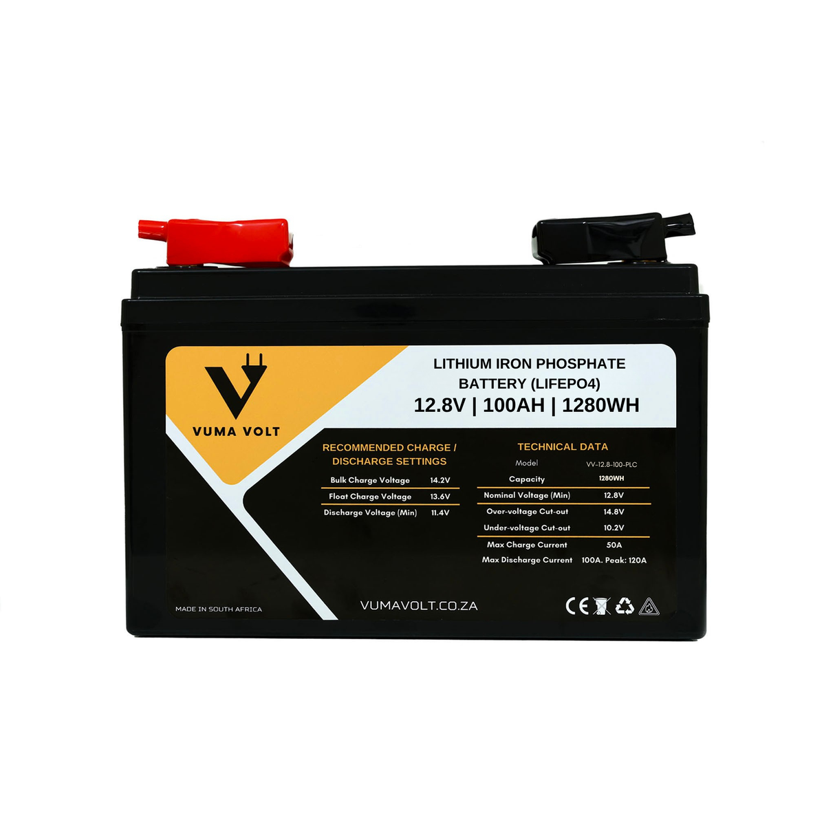 Vuma Volt - 12.8V 100AH 1.28KWh Lithium (LiFePO4) Battery