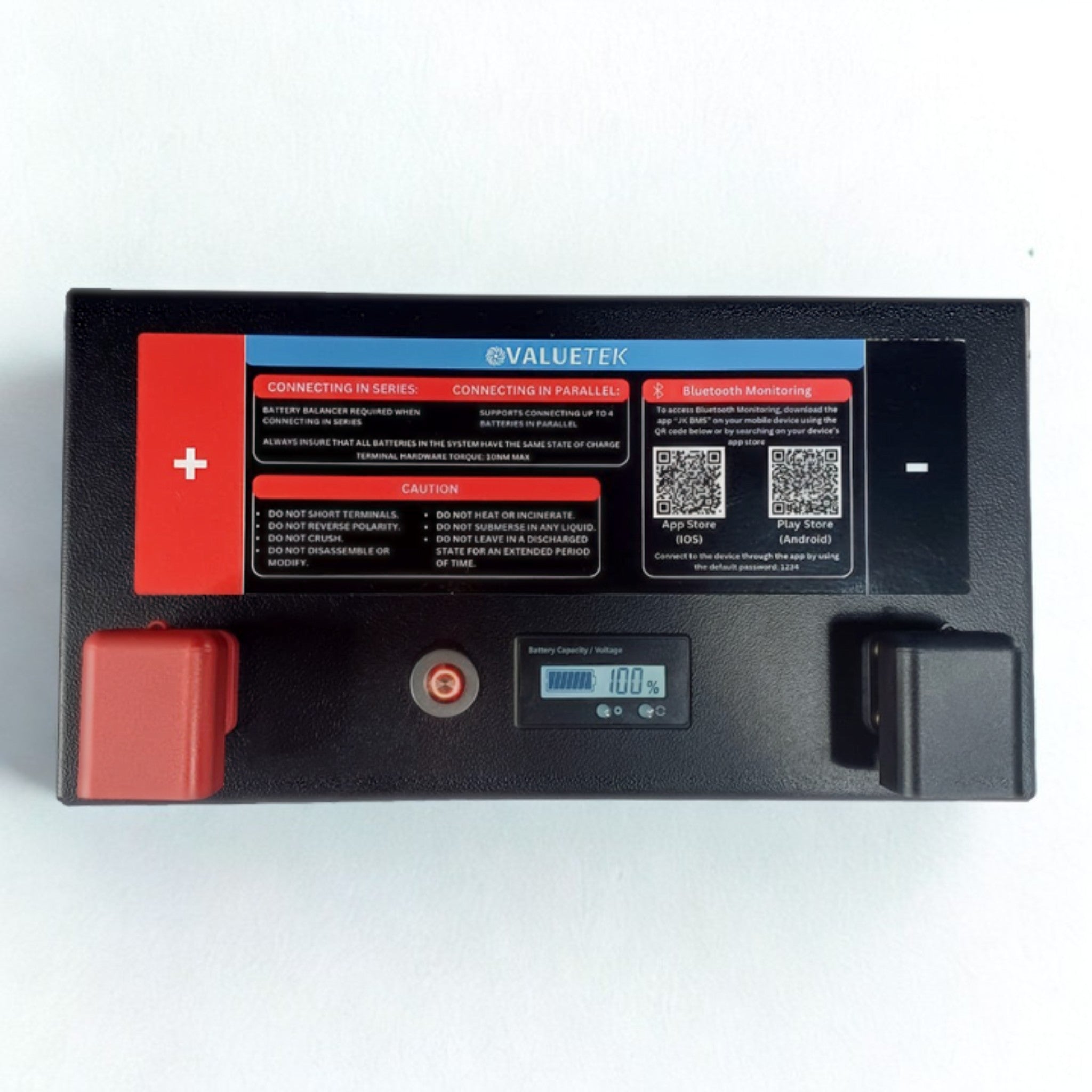 0812 12V 100Ah LiFePO4バッテリー スマートBMS キャンプ 12.8V 100Ah LiFePO4 Battery with Bluetooth Smart BMS – Valuetek