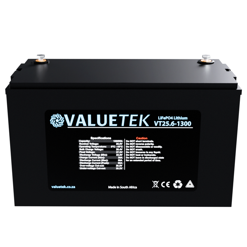 25.6V 50Ah 1.3KWh Lithium (LiFePO4) Battery